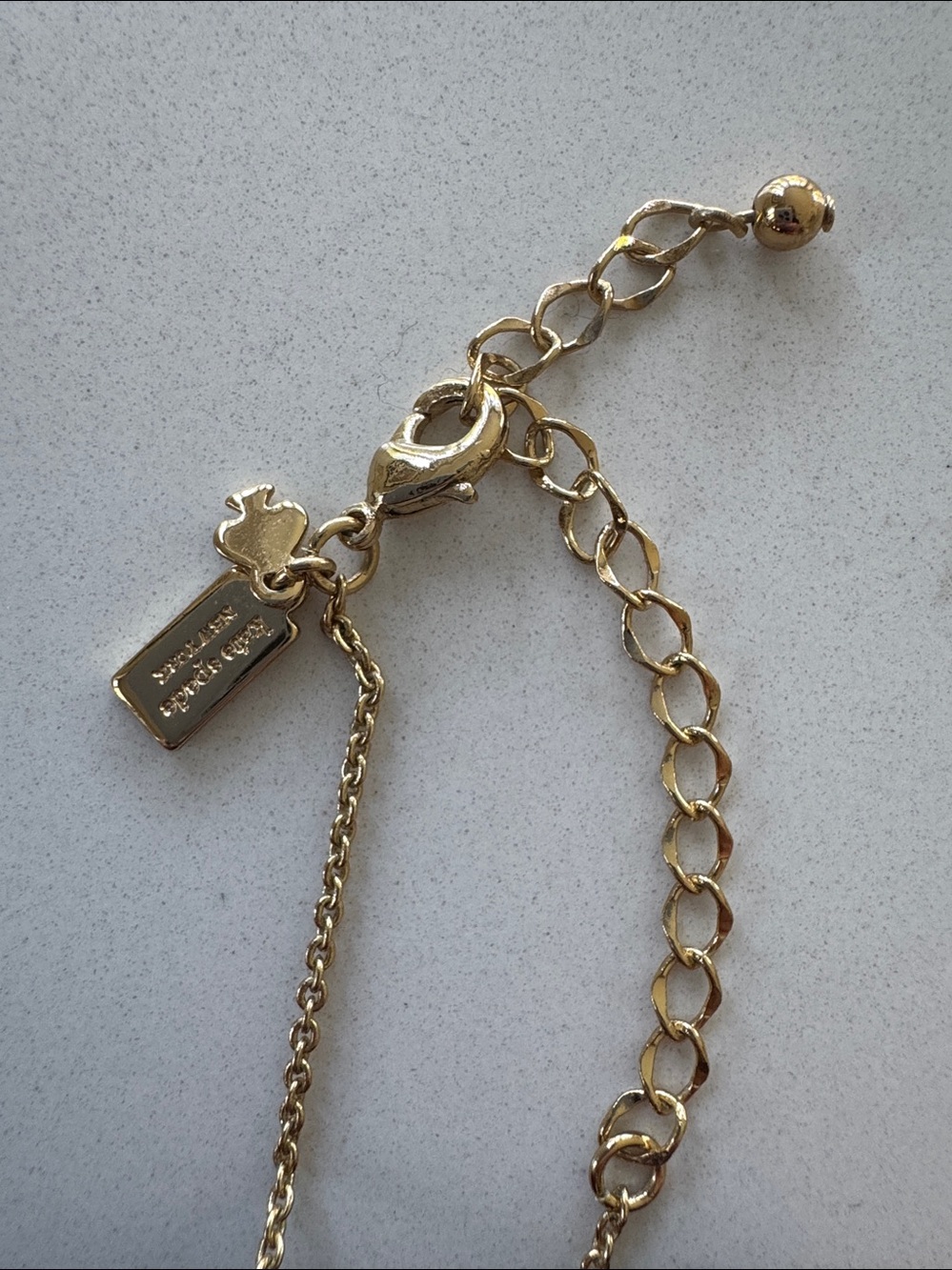 Kate Spade Gold and Black Pendant Necklace with Crystal Accent L: 20" NWOT - Picture 2 of 4